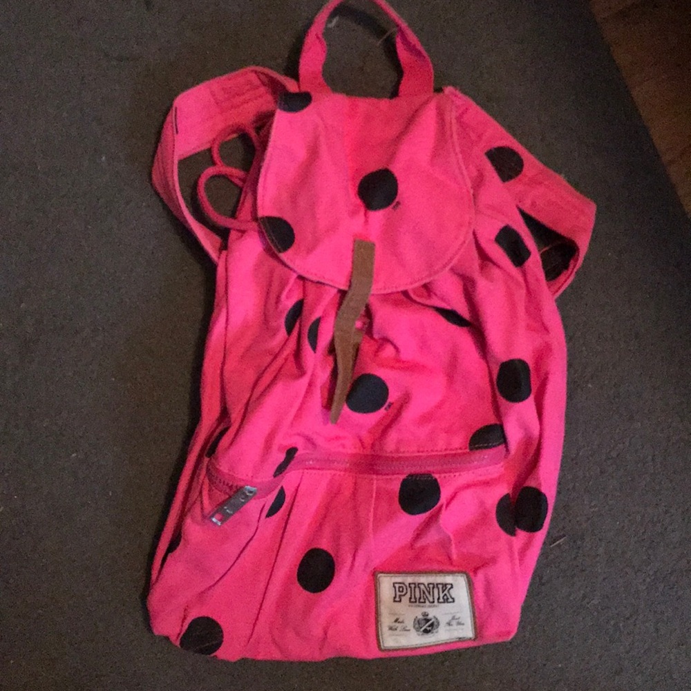VS Pink polka dot back pack